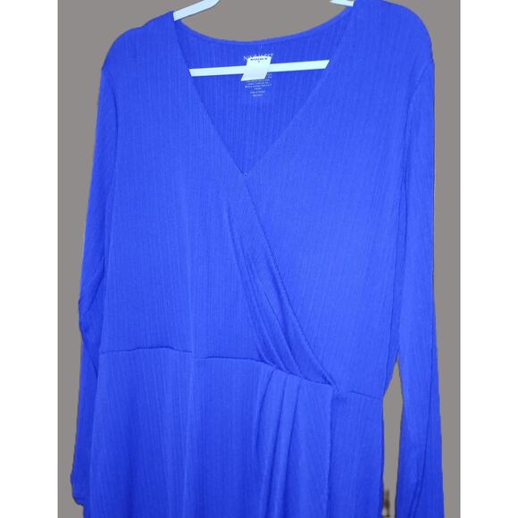 Nine West Long Sleeve Ribbed Dress with Faux Wrap Design Size 2XL - Picture 2 of 8